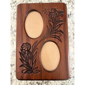 Vintage Wood Double Picture Frame Flower Decor